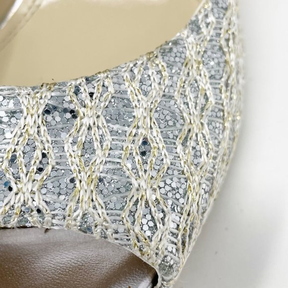 Enzo Angiolini Womens Silver Textile Upper Stiletto Peep toe Slip on Pump 7.5 - Picture 6 of 13